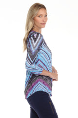 V-Neck Top - Prism Streak - CARINE
