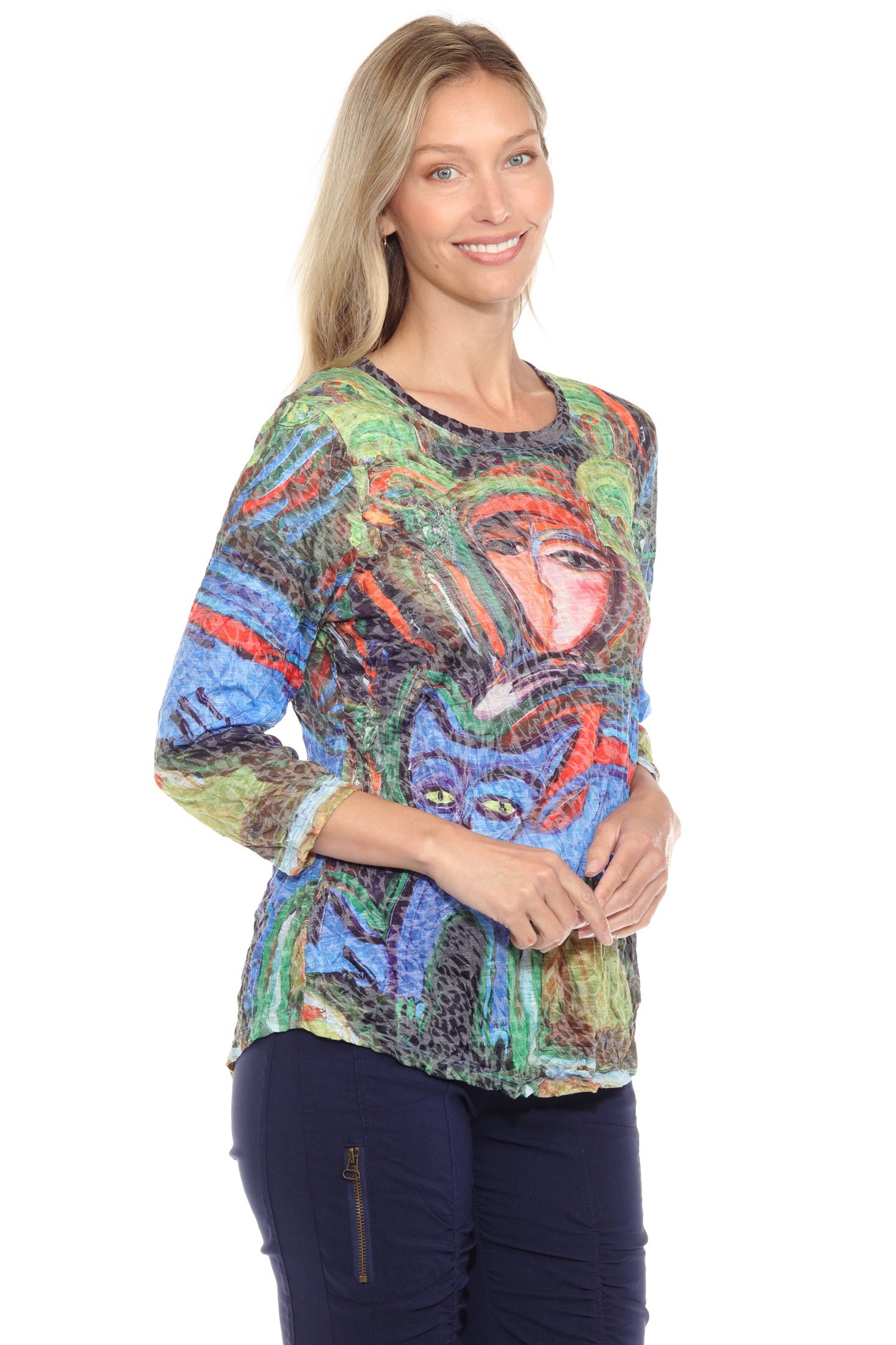 Round-Neck Top - Feline Palette - CARINE