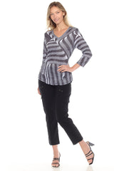 V-Neck Top - Graphite Weave - CARINE