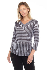 V-Neck Top - Graphite Weave - CARINE