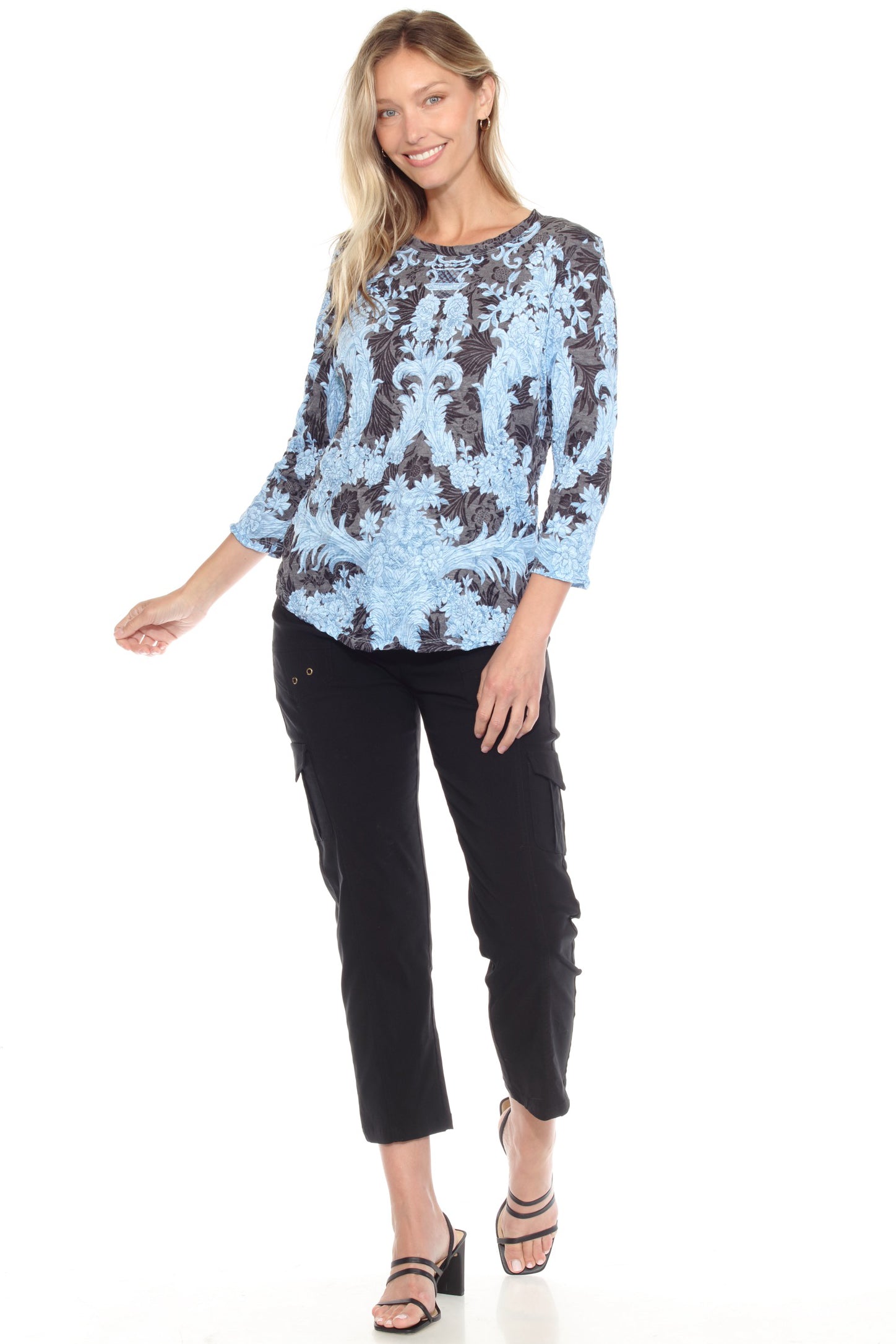 Round-Neck Top - Blue Lace - CARINE