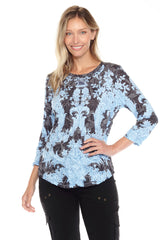 Round-Neck Top - Blue Lace - CARINE