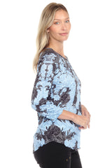 Round-Neck Top - Blue Lace - CARINE