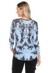 Round-Neck Top - Blue Lace - CARINE