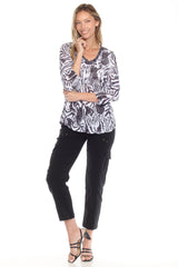 V-Neck Top - Bold Zebra - CARINE