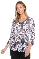 V-Neck Top - Bold Zebra - CARINE