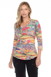 V-Neck Top - Exotic Fish - CARINE