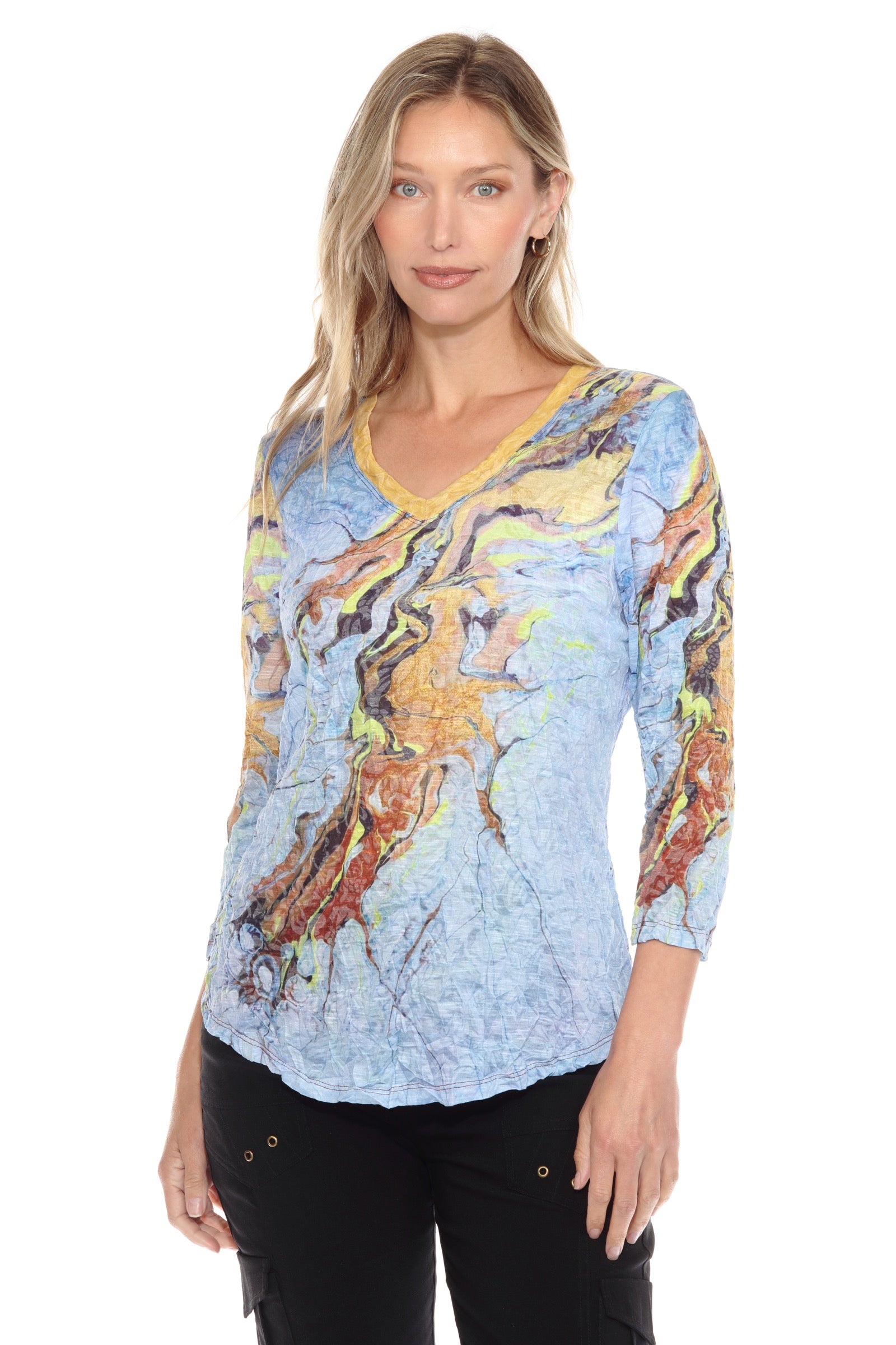 V-Neck Top - Fluid Splash - CARINE