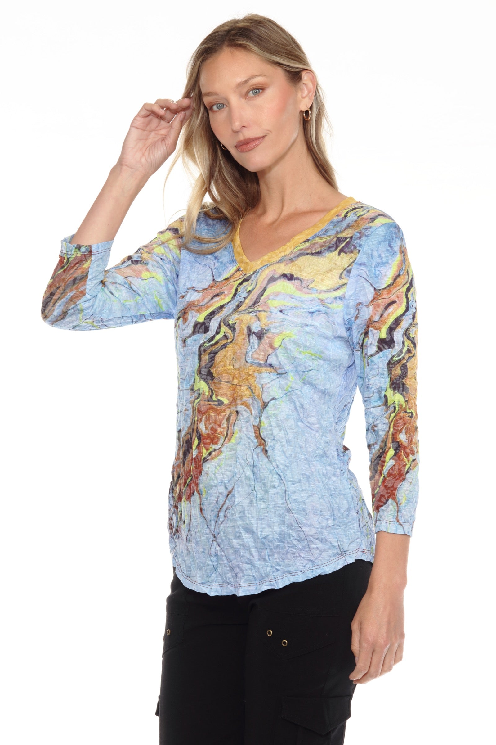 V-Neck Top - Fluid Splash - CARINE