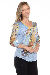V-Neck Top - Fluid Splash - CARINE