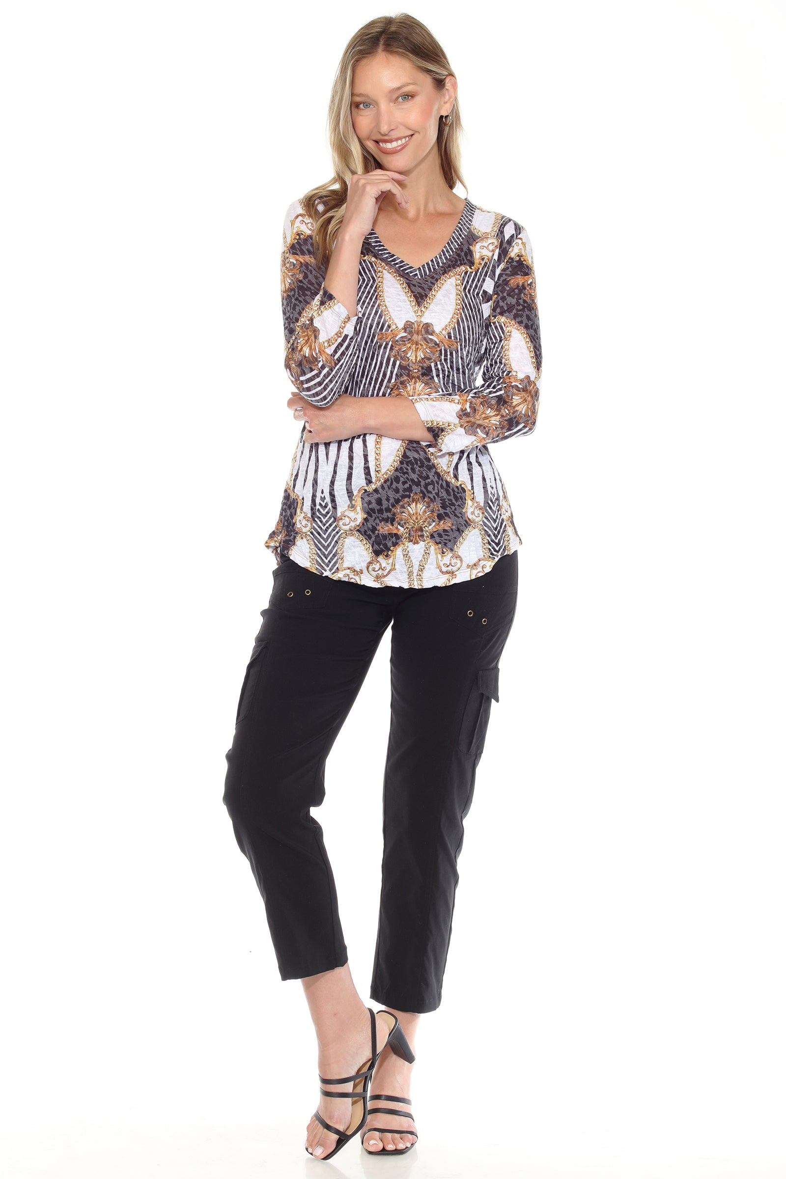 V-Neck Top - Gold Links - CARINE