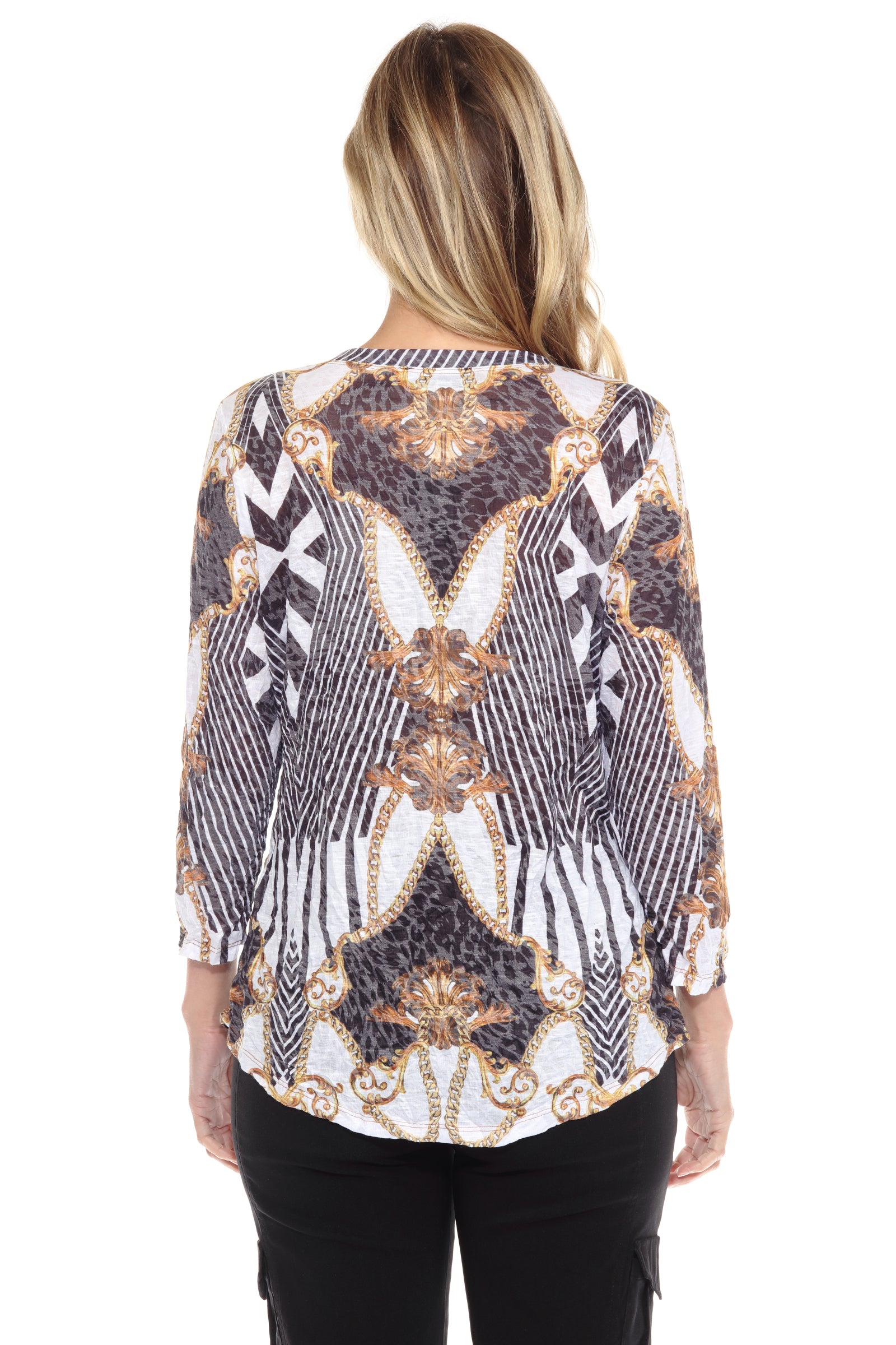 V-Neck Top - Gold Links - CARINE