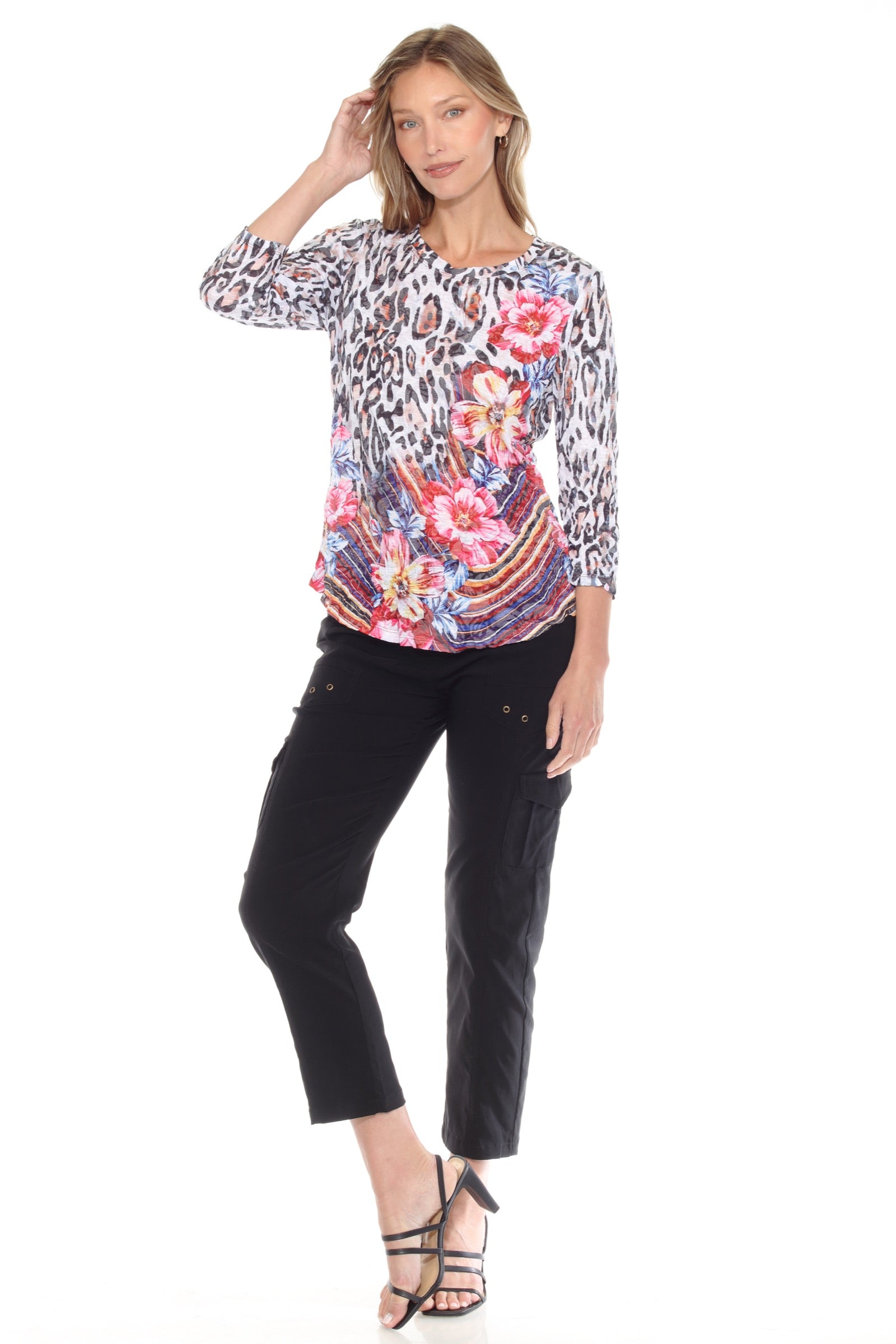 Round-Neck Top - Leopard Petals - CARINE