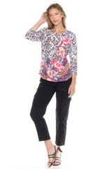 Round-Neck Top - Leopard Petals - CARINE