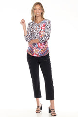 Round-Neck Top - Leopard Petals - CARINE