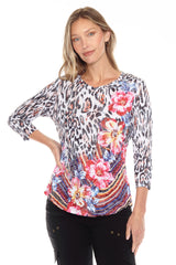Round-Neck Top - Leopard Petals - CARINE