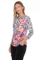 Round-Neck Top - Leopard Petals - CARINE
