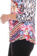 Round-Neck Top - Leopard Petals - CARINE