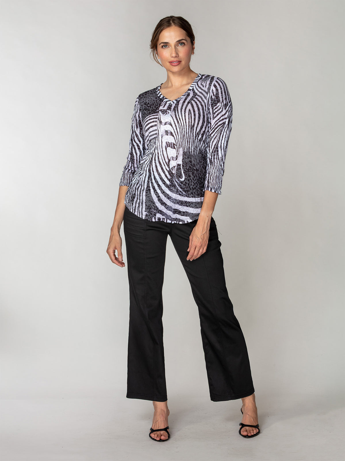 V-Neck Top - Zebra Gaze