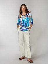 V-Neck Top - Blue Botanica