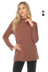 Mock Neck Cross Pattern Top