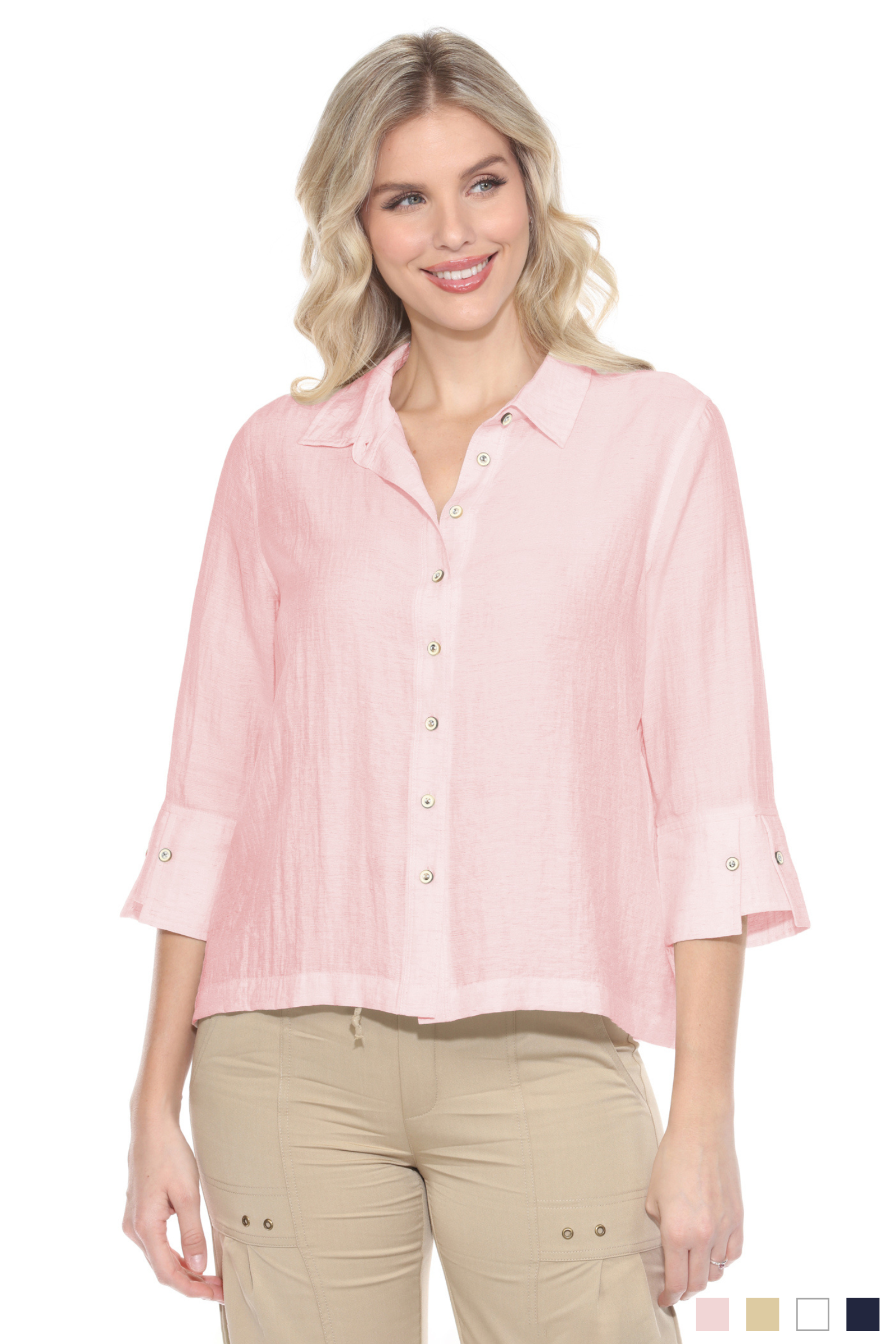 Linen Blend Collared Blouse - CARINE