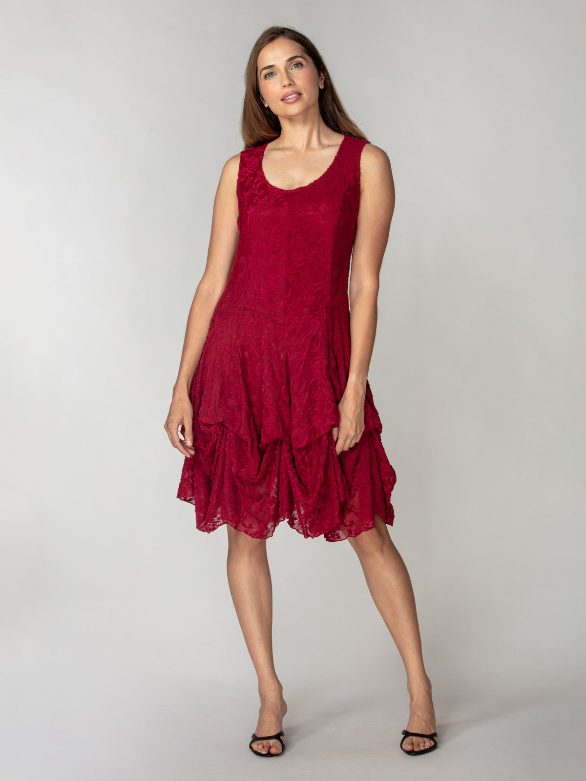 Textured Lace Tie-Hem Dress
