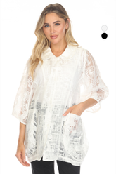 Sheer Textured Button Jacket - CARINE