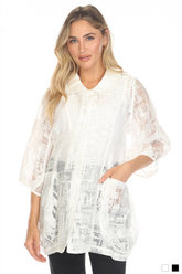 Sheer Textured Button Jacket - CARINE