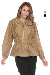 Sheer Textured Zip Jacket - CARINE