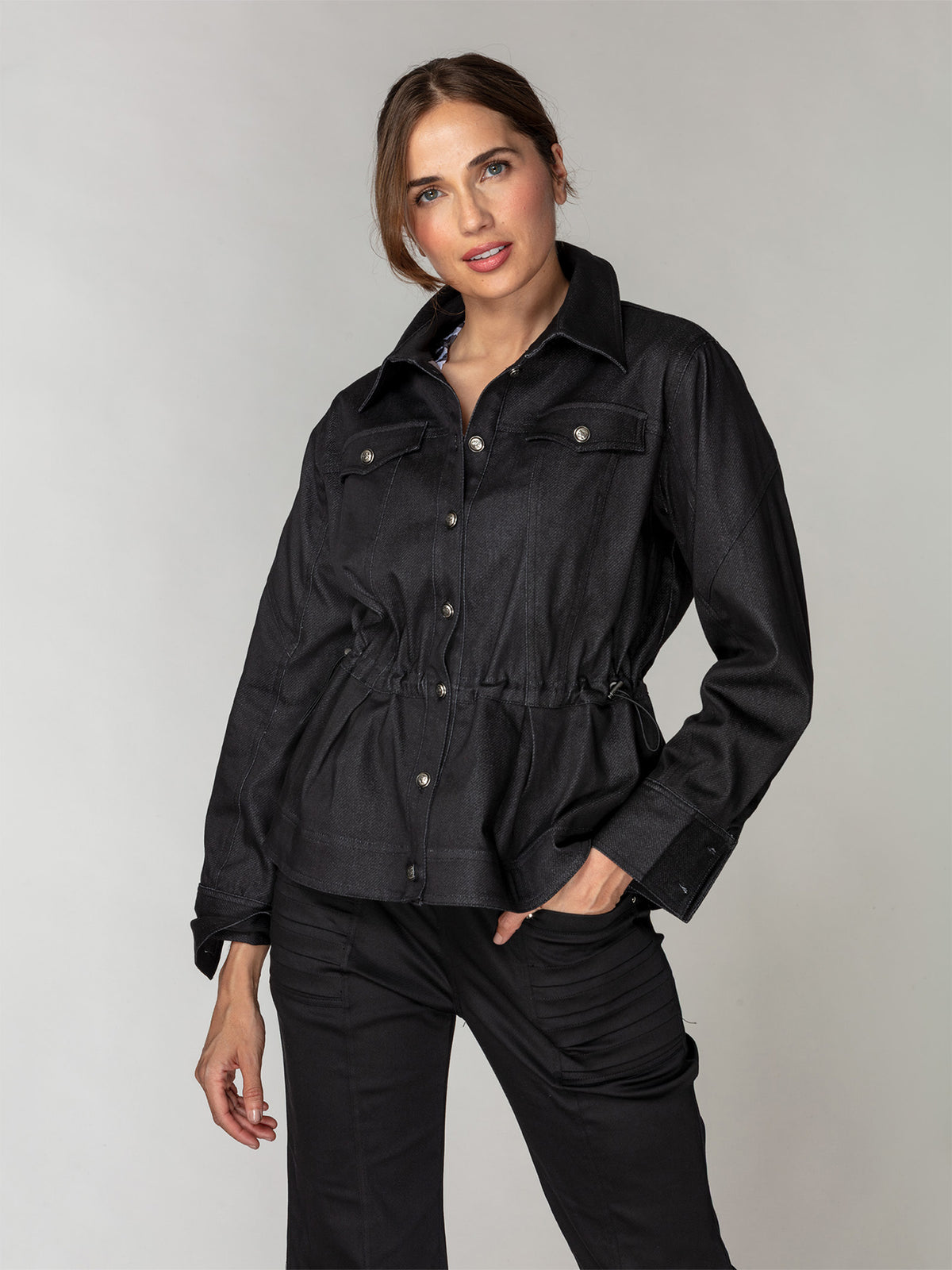 Soft Stretch Drawcord Utility Jacket