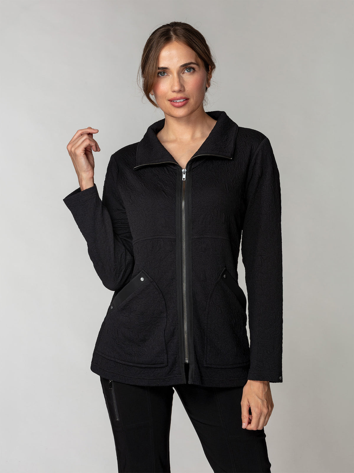 Embossed Zip-Front Jacket