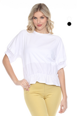 Mixed Panel Hi-Low Tee - CARINE