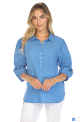 Textured Gathered Sleeve Popover - CARINE