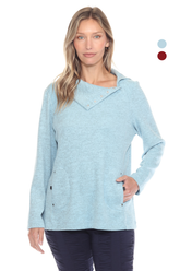 Brushed Snap-Collar Pullover - CARINE