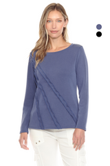 Diagonal Trim Accent Pullover - CARINE