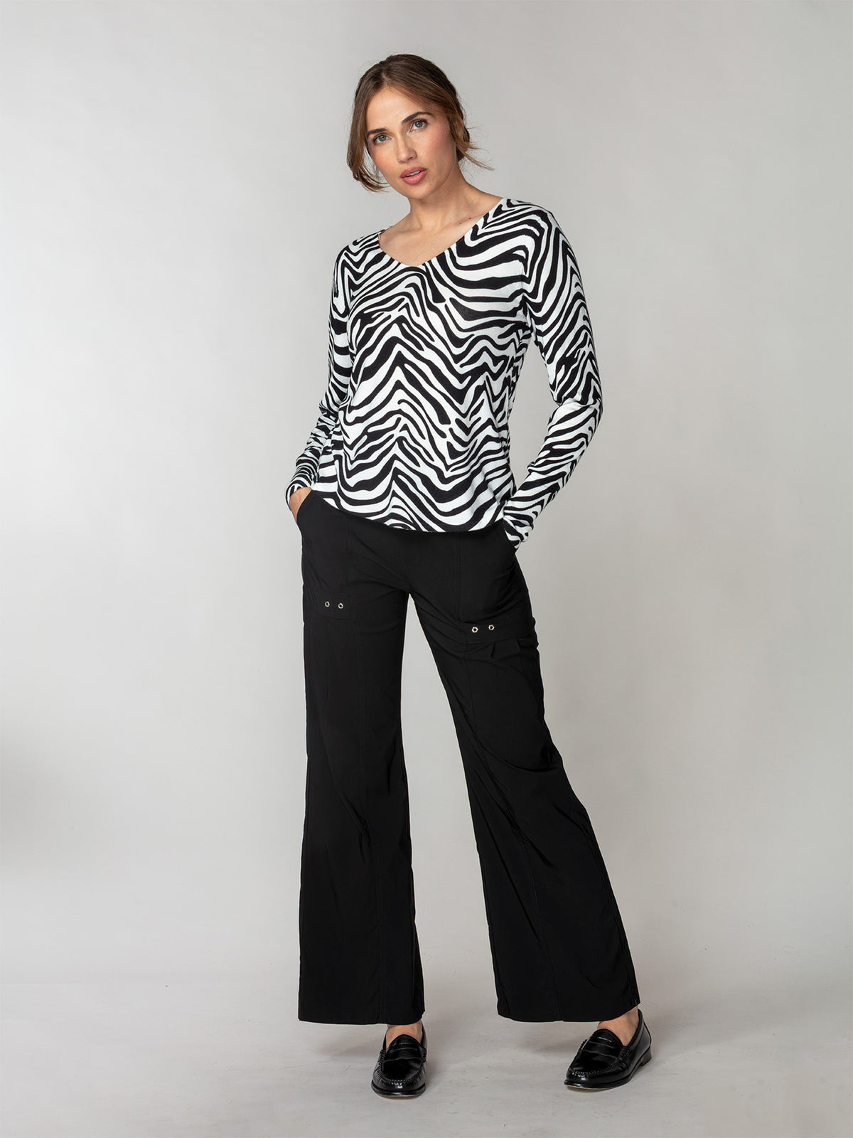 Fluid Knit V-Neck Sweater
