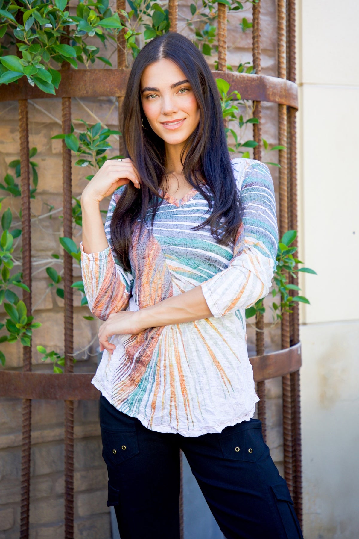 V-Neck Top - Palm Leaf
