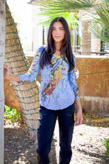 V-Neck Top - Fluid Splash - CARINE