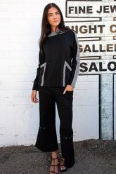 Checker Trim Pullover and Pant Matching Set - Black/White - CARINE