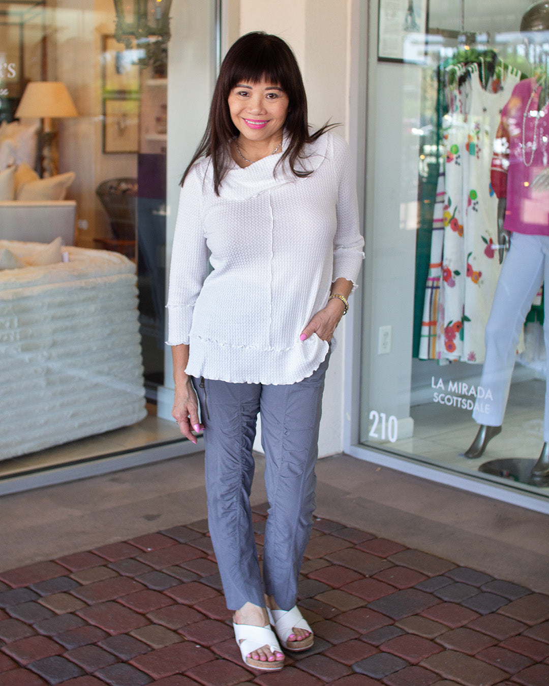 Cowl Neck Ruffle Edge Top - CARINE