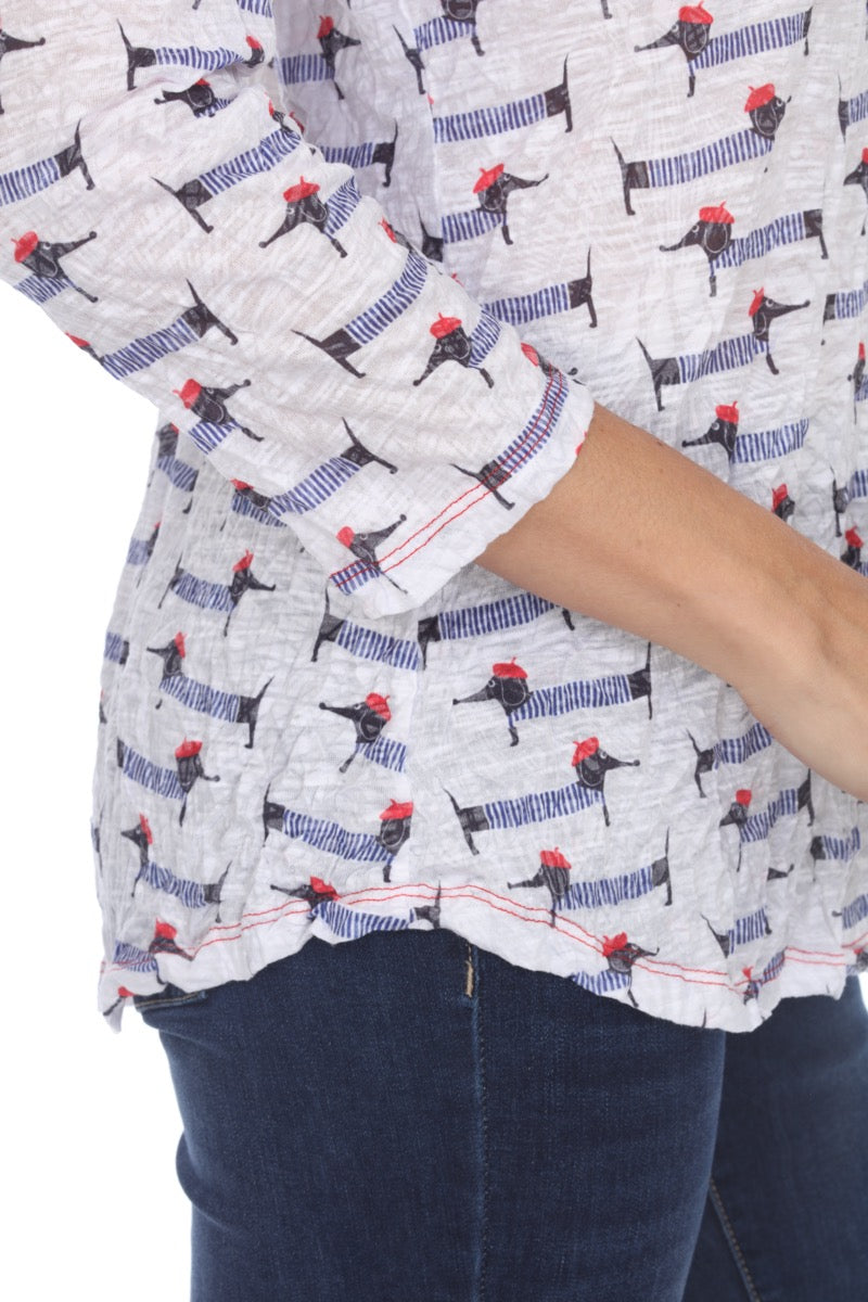 Round-Neck Top - French Dachshund - CARINE