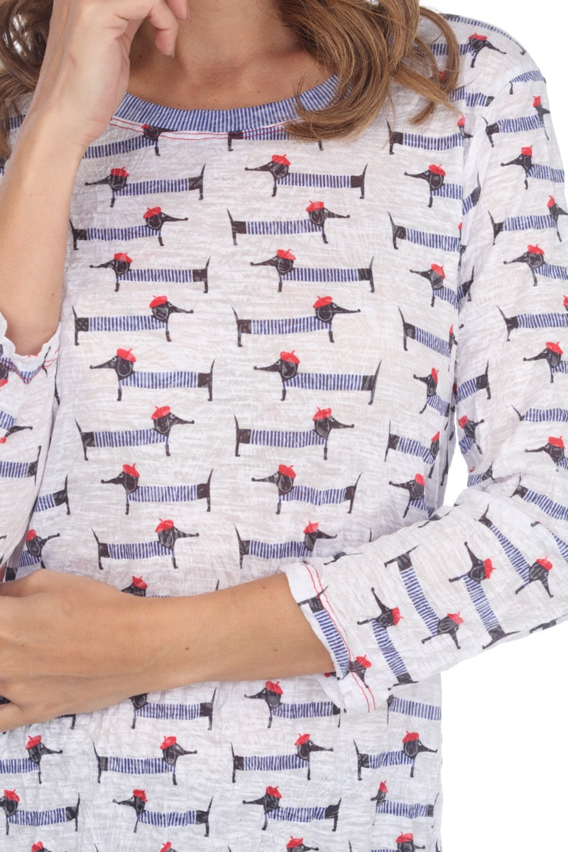 Round-Neck Top - French Dachshund - CARINE