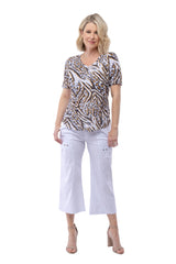 S/S V-Neck Top - Sun Leopard - CARINE
