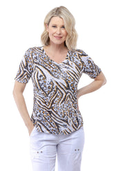 S/S V-Neck Top - Sun Leopard - CARINE