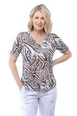 S/S V-Neck Top - Sun Leopard - CARINE
