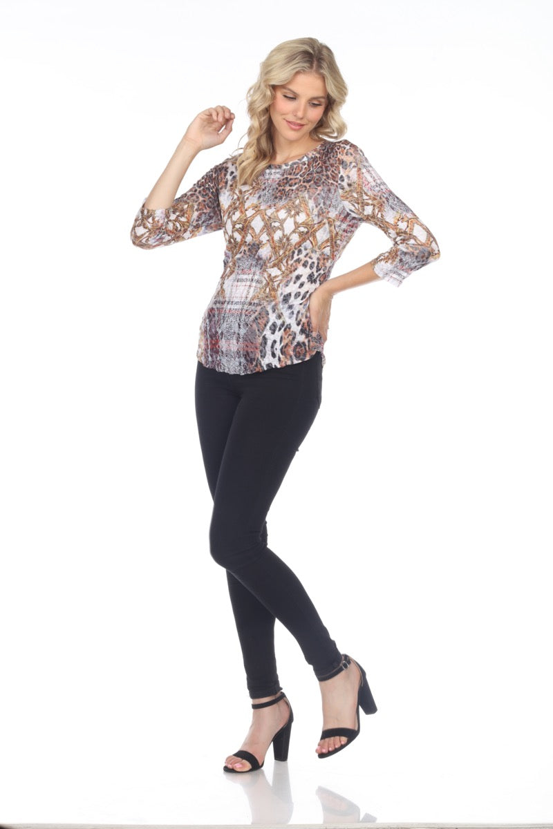 Round-Neck Top - Gold Jaguar - CARINE