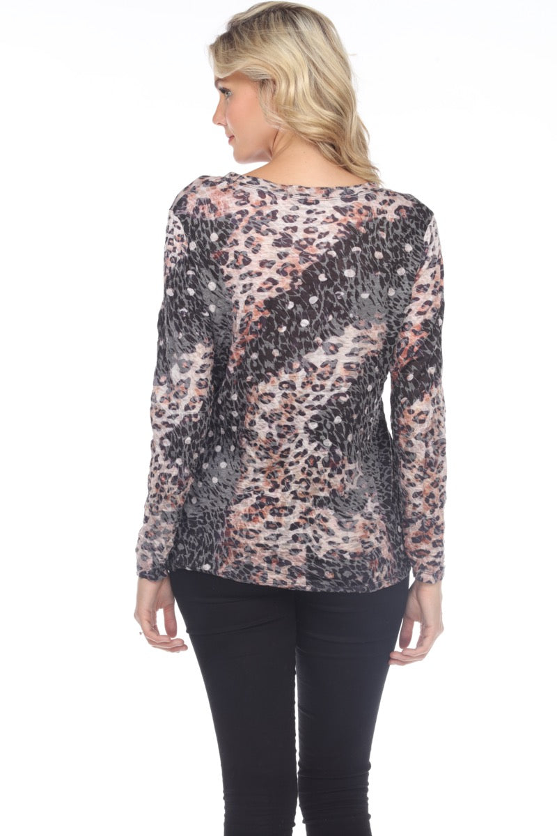 Pauline Top L/S - Dark Leopard - CARINE