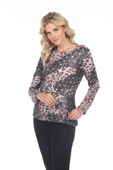 Pauline Top L/S - Dark Leopard - CARINE