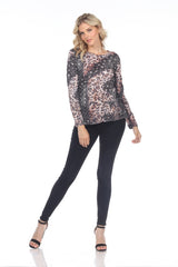 Pauline Top L/S - Dark Leopard - CARINE
